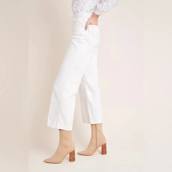 AG Adriano Goldschmied Rosie Workwear Wide Leg cropped white Jeans MSRP $225 - Picture 3 of 5